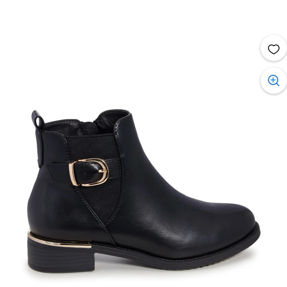 Kelly & Katie Black Ankle Boots with Gold Accent